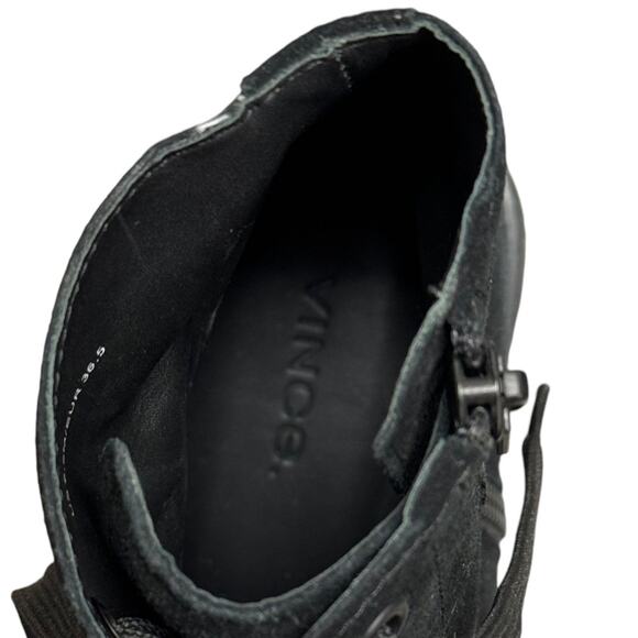 Vince Black Cabria Suede Lug Lace Up Combat Boots - Picture 12 of 15